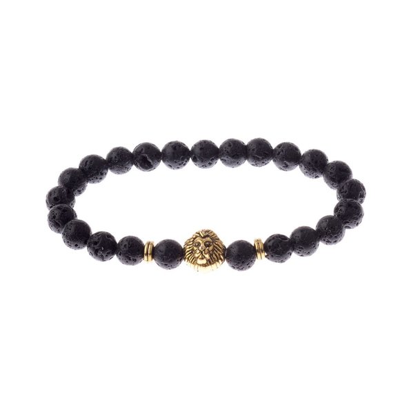 NWOT Gold Lion Lava Rock Diffuser Bracelet - Picture 4 of 5